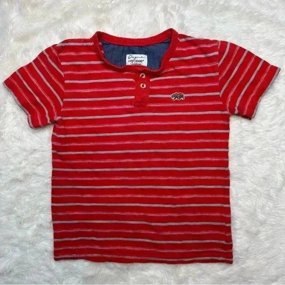 Lucky Brand T-Shirt Red & Grey Striped Size 6